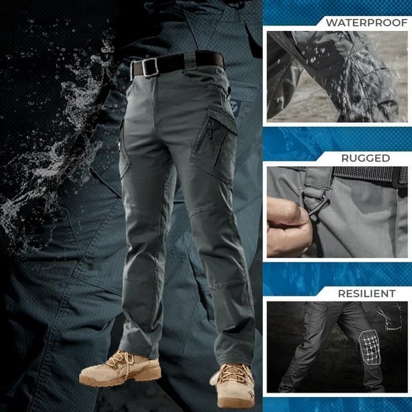 LA Police Gear - Pantalones tácticos impermeables para hombre con pretina elástica | Pantalones tácticos EDC de senderismo resistentes al agua, ligeros y duraderos para hombre